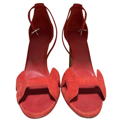 Hermès Sandali in Pelle scamosciata in Rosso