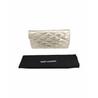 Saint Laurent Clutch Bag Leather in Silvery