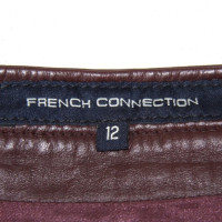 French Connection Jupe en cuir rouge foncé
