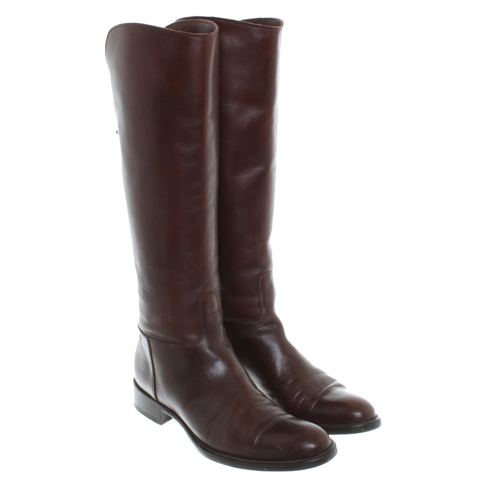 Loro Piana Bottes en cuir marron