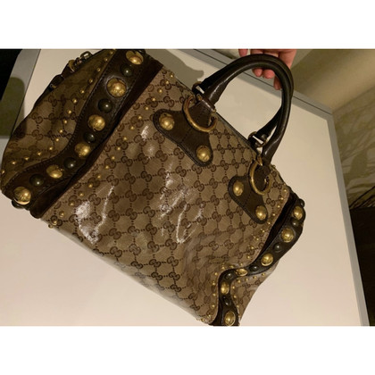 Gucci Babouska Studded Boston Bag aus Leder in Braun
