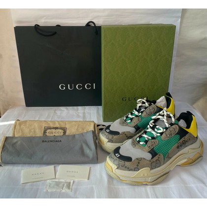Gucci X Balenciaga Sneakers aus Leder in Beige