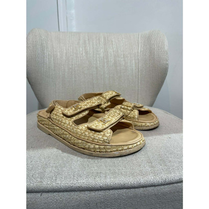 Chanel Sandals Canvas in Beige