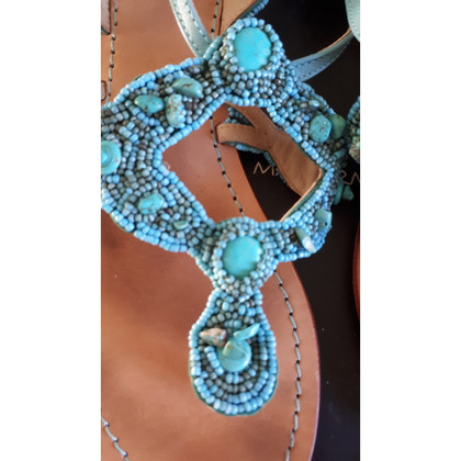 Maliparmi Sandals Leather in Turquoise