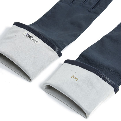 Hermès Handschoenen Leer in Blauw