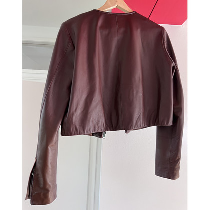 Dorothee Schumacher Jacket/Coat Leather in Bordeaux