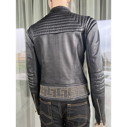 Versace For H&M Jacke/Mantel aus Leder in Schwarz