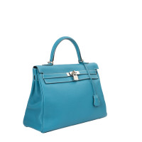 Hermès Kelly Bag 35 aus Leder in Blau