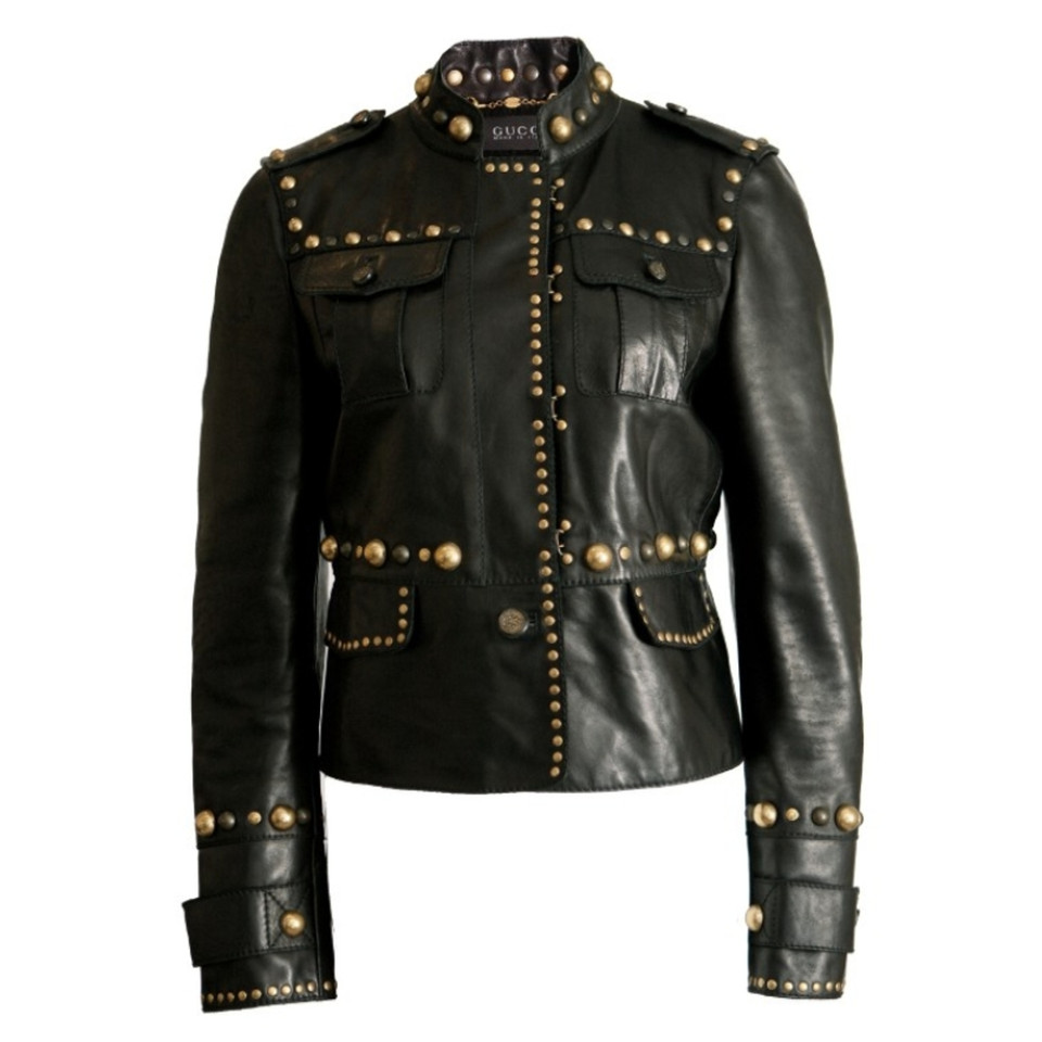 Gucci Leather jacket with gold studs