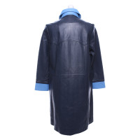 Ganni Jacke/Mantel aus Leder in Blau