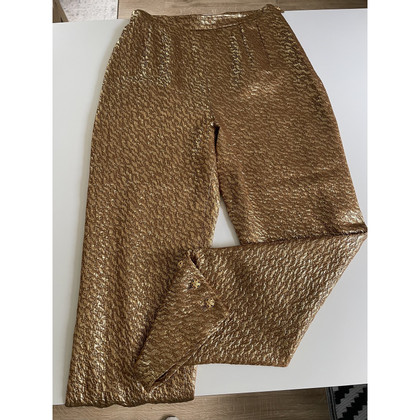 Chanel Trousers Canvas in Gold