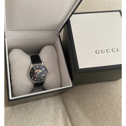 Gucci Horloge Leer in Zwart