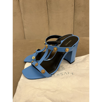 Versace Sandals Leather in Turquoise