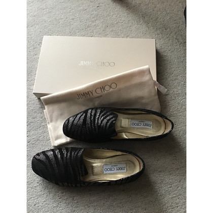 Jimmy Choo Slippers/Ballerina's Leer in Zwart