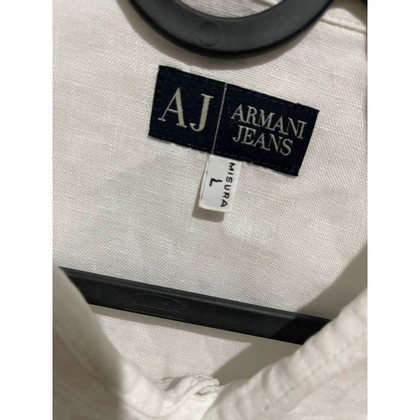 Armani Jeans Oberteil aus Leinen in Weiß
