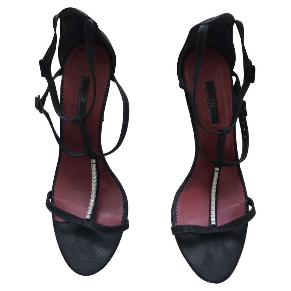 Carolina Herrera Sandalen aus Canvas in Schwarz