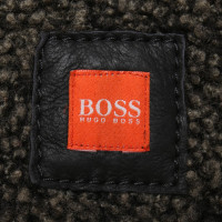 Hugo Boss Giacca in pelle di agnello in nero