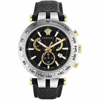 Versace Armbanduhr aus Leder in Schwarz