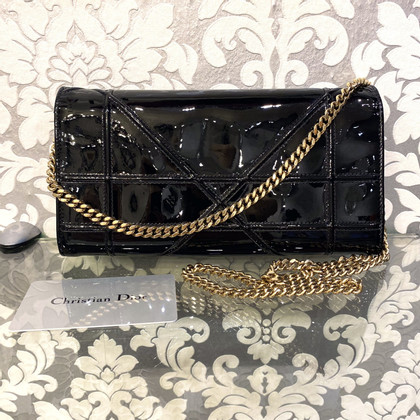 Christian Dior Diorama Wallet On Chain en Cuir en Noir