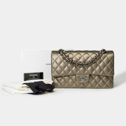 Chanel Classic Flap Bag Leer in Oker