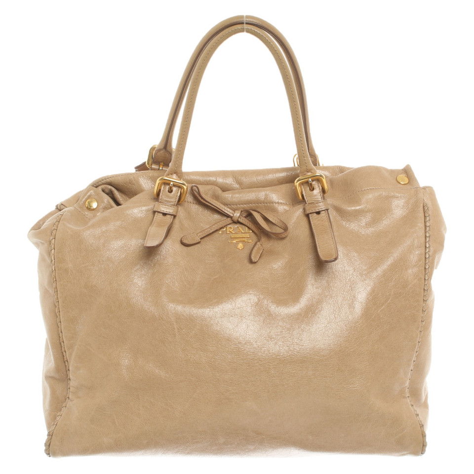 Prada Handtas Leer in Beige