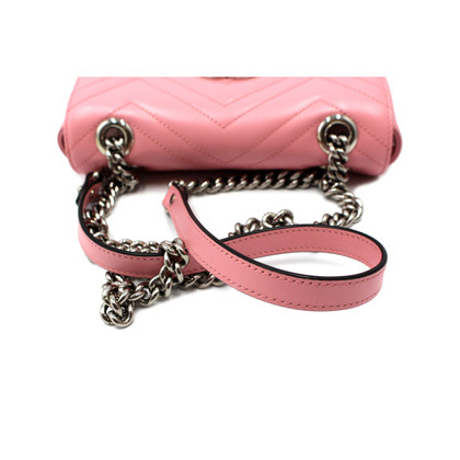 Gucci GG Marmont Flap Bag Normal Leather in Pink