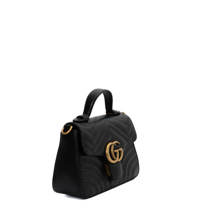 Gucci GG Marmont Top Handle Bag Leer in Zwart