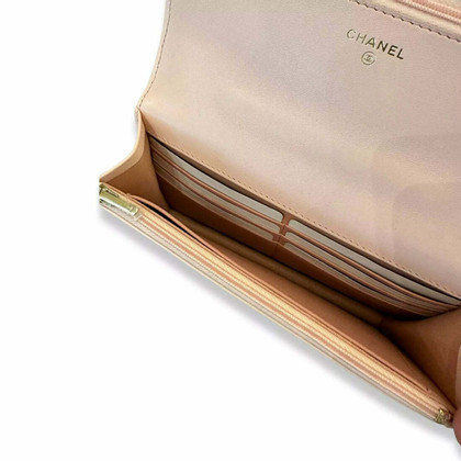 Chanel Top Handle Flap Bag Leer in Roze