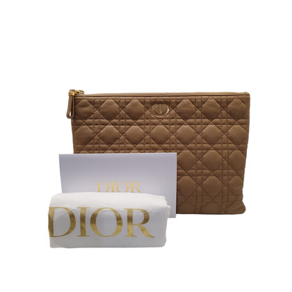 Christian Dior Clutch Bag Leather in Beige