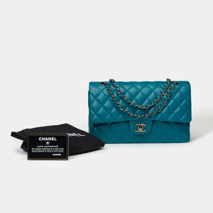 Chanel Flap Bag aus Leder in Türkis