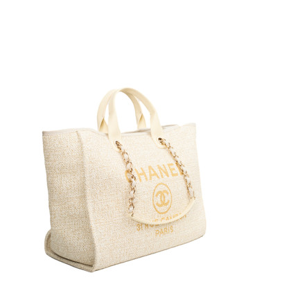Chanel Handtasche aus Baumwolle in Beige
