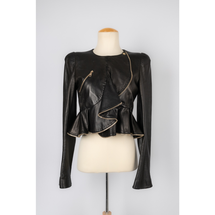 Alexander McQueen Jacket/Coat Leather in Black