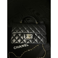 Chanel Top Handle Flap Bag Leather in Black