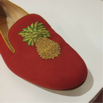 Christian Louboutin Slippers/Ballerinas Cotton in Red