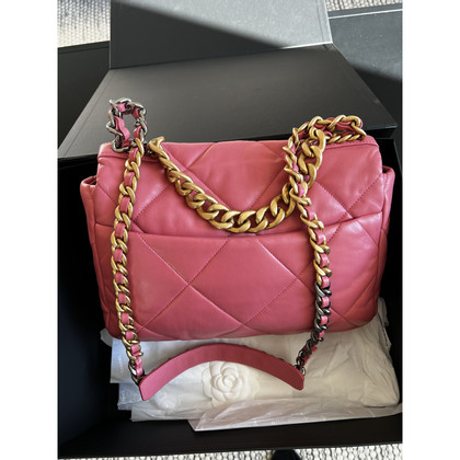 Chanel 19 Bag Leer in Roze