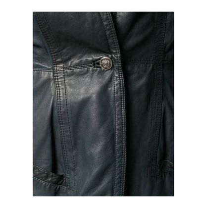 Versace Jacke/Mantel aus Leder in Schwarz