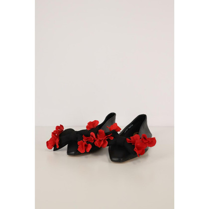 Custommade Slippers/Ballerina's Leer in Zwart
