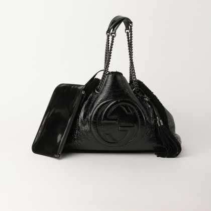 Gucci Tote Bag aus Lackleder in Schwarz