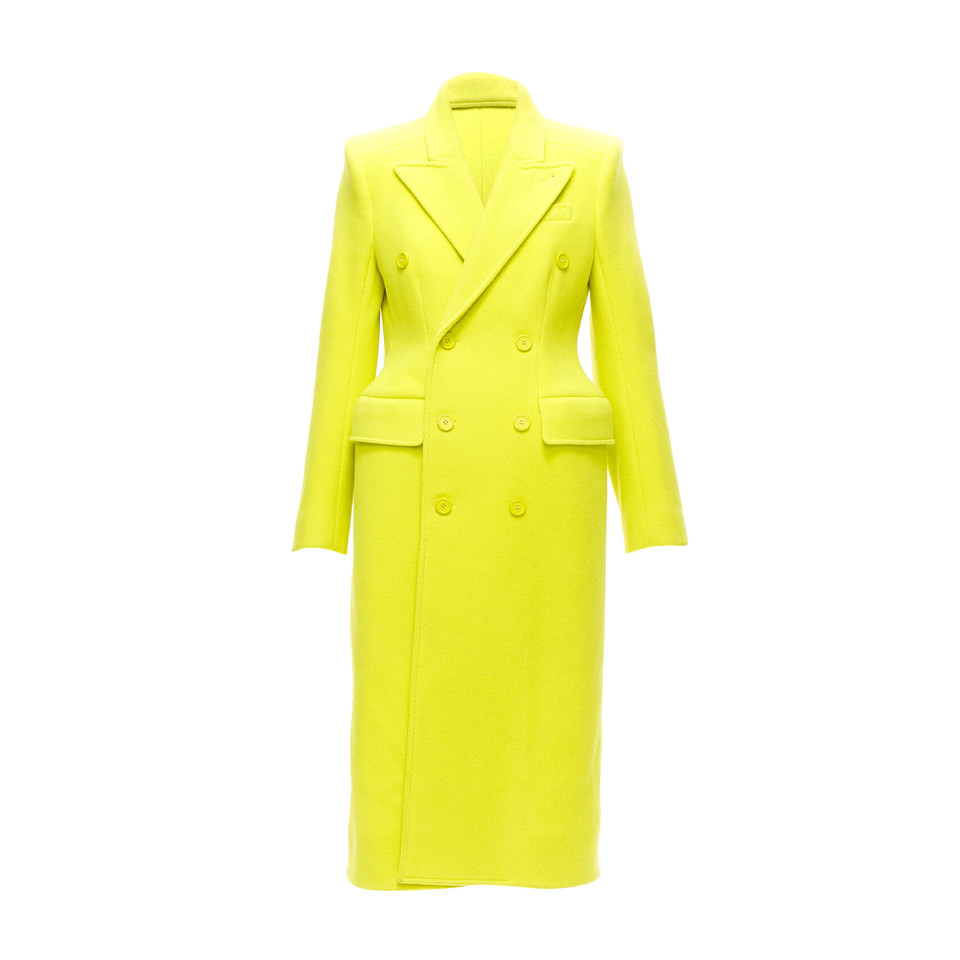 Balenciaga Jacke/Mantel aus Wolle in Gelb