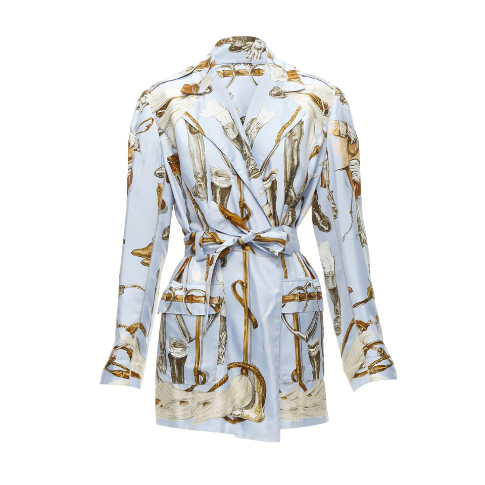 Hermès Jacke/Mantel aus Baumwolle in Blau