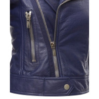 Balenciaga Jacket/Coat Leather in Blue