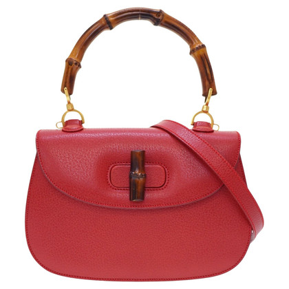 Gucci Bamboo Bag aus Leder in Rot