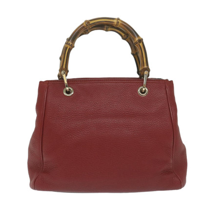 Gucci Bamboo Bag Leer in Rood