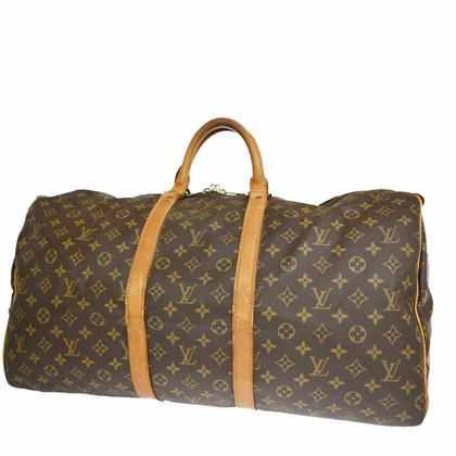 Louis Vuitton Keepall 55 in Tela in Marrone