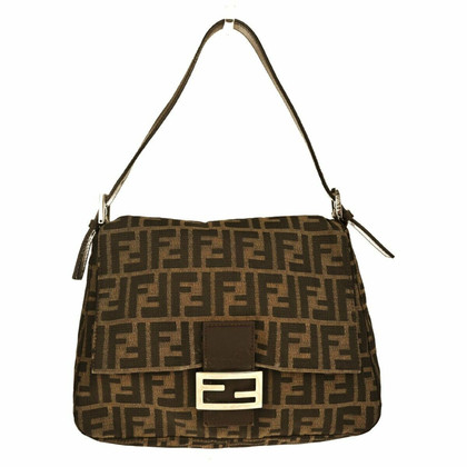 Fendi Mamma Baguette in Tela in Marrone