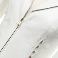 Versace Jacke/Mantel aus Leder in Creme