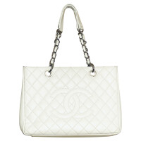 Chanel Grand  Shopping Tote en Cuir en Blanc