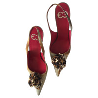 Escada Slingbacks in leather with jewelry detail