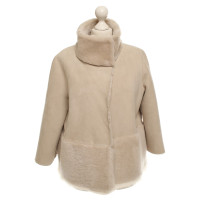 Tory Burch Giacca in pelle di agnello in grigio-beige