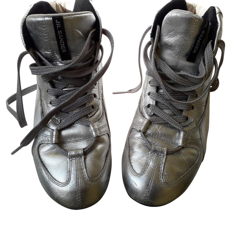 Jil Sander Leather sneakers in silver